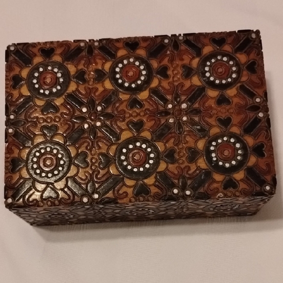 Hand Carved & Painted Wood Box, Made In Poland - Picture 1 of 14